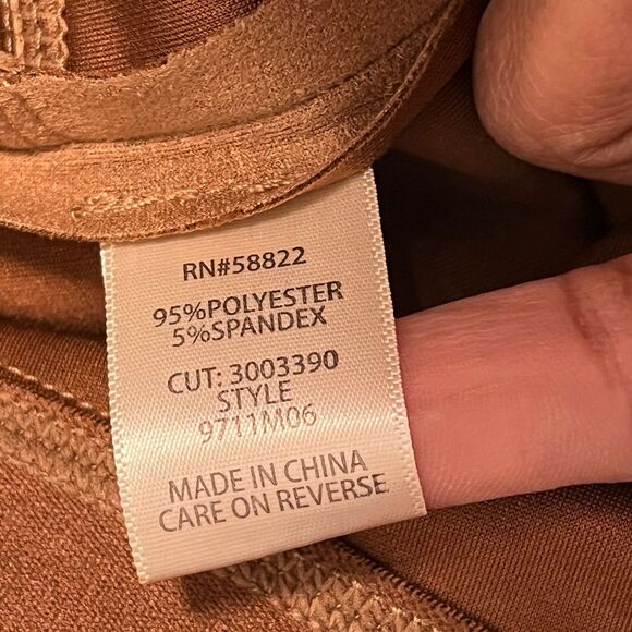 NWT MAX STUDIO faux suede pants leggings Camel Tan Sz L - Picture 6 of 12